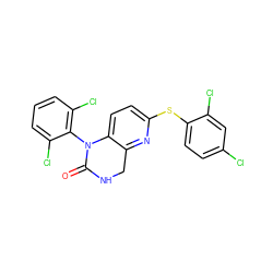 O=C1NCc2nc(Sc3ccc(Cl)cc3Cl)ccc2N1c1c(Cl)cccc1Cl ZINC000013587239