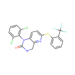 O=C1NCc2nc(Sc3ccccc3C(F)(F)F)ccc2N1c1c(Cl)cccc1Cl ZINC000013587250