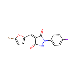 O=C1NN(c2ccc(I)cc2)C(=O)/C1=C/c1ccc(Br)o1 ZINC000116968574