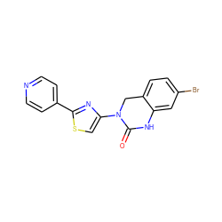 O=C1Nc2cc(Br)ccc2CN1c1csc(-c2ccncc2)n1 ZINC000014974679