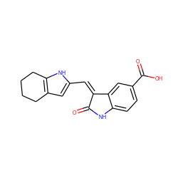 O=C1Nc2ccc(C(=O)O)cc2/C1=C/c1cc2c([nH]1)CCCC2 ZINC000003815543