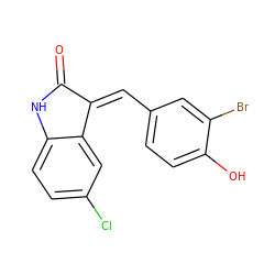 O=C1Nc2ccc(Cl)cc2/C1=C\c1ccc(O)c(Br)c1 ZINC000199134910