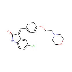 O=C1Nc2ccc(Cl)cc2/C1=C\c1ccc(OCCN2CCOCC2)cc1 ZINC000207683880