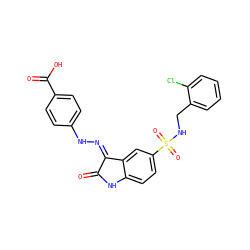 O=C1Nc2ccc(S(=O)(=O)NCc3ccccc3Cl)cc2/C1=N/Nc1ccc(C(=O)O)cc1 ZINC000040424207