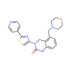 O=C1Nc2cccc(CN3CCOCC3)c2CN1c1csc(-c2ccncc2)n1 ZINC000014974690