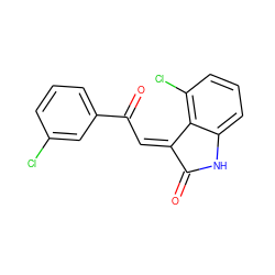 O=C1Nc2cccc(Cl)c2/C1=C\C(=O)c1cccc(Cl)c1 ZINC000101412684