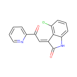 O=C1Nc2cccc(Cl)c2/C1=C\C(=O)c1ccccn1 ZINC000101412669