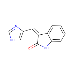 O=C1Nc2ccccc2/C1=C/c1c[nH]cn1 ZINC000004693510