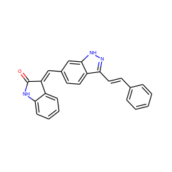 O=C1Nc2ccccc2/C1=C\c1ccc2c(/C=C/c3ccccc3)n[nH]c2c1 ZINC000096273696