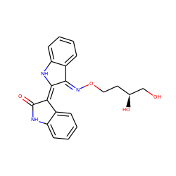 O=C1Nc2ccccc2/C1=C1/Nc2ccccc2/C1=N\OCC[C@H](O)CO ZINC000035052138