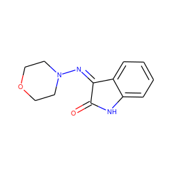 O=C1Nc2ccccc2/C1=N/N1CCOCC1 ZINC000000547809