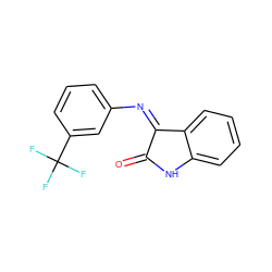 O=C1Nc2ccccc2/C1=N/c1cccc(C(F)(F)F)c1 ZINC000012377202