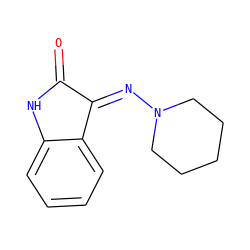 O=C1Nc2ccccc2/C1=N\N1CCCCC1 ZINC000058800423