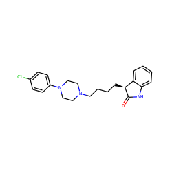 O=C1Nc2ccccc2[C@@H]1CCCCN1CCN(c2ccc(Cl)cc2)CC1 ZINC000029055372