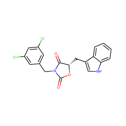 O=C1O[C@@H](Cc2c[nH]c3ccccc23)C(=O)N1Cc1cc(Cl)cc(Cl)c1 ZINC000013740662