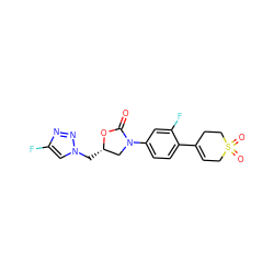 O=C1O[C@@H](Cn2cc(F)nn2)CN1c1ccc(C2=CCS(=O)(=O)CC2)c(F)c1 ZINC000013607976