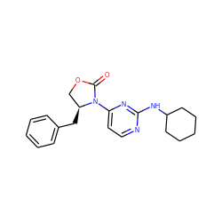 O=C1OC[C@H](Cc2ccccc2)N1c1ccnc(NC2CCCCC2)n1 ZINC000142103413