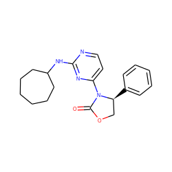 O=C1OC[C@H](c2ccccc2)N1c1ccnc(NC2CCCCCC2)n1 ZINC000142142302