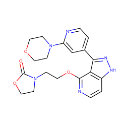 O=C1OCCN1CCOc1nccc2[nH]nc(-c3ccnc(N4CCOCC4)c3)c12 ZINC000114773126