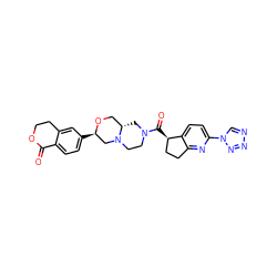 O=C1OCCc2cc([C@@H]3CN4CCN(C(=O)[C@@H]5CCc6nc(-n7cnnn7)ccc65)C[C@H]4CO3)ccc21 ZINC000145676925