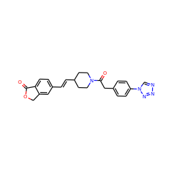 O=C1OCc2cc(/C=C/C3CCN(C(=O)Cc4ccc(-n5cnnn5)cc4)CC3)ccc21 ZINC000219586561