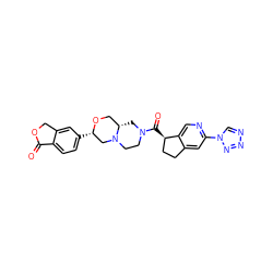 O=C1OCc2cc([C@H]3CN4CCN(C(=O)[C@@H]5CCc6cc(-n7cnnn7)ncc65)C[C@H]4CO3)ccc21 ZINC000096921711