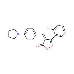 O=C1ON=C(c2ccccc2F)/C1=C/c1ccc(N2CCCC2)cc1 ZINC000013836802