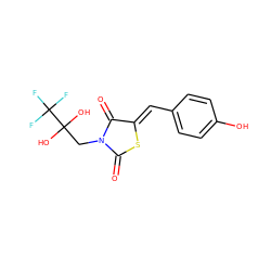 O=C1S/C(=C\c2ccc(O)cc2)C(=O)N1CC(O)(O)C(F)(F)F ZINC000049807647