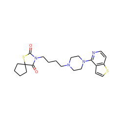 O=C1SC2(CCCC2)C(=O)N1CCCCN1CCN(c2nccc3sccc23)CC1 ZINC000034186863