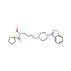 O=C1SC2(CCCC2)C(=O)N1CCCCN1CCN(c2noc3ccccc23)CC1 ZINC000027187149