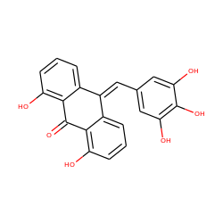 O=C1c2c(O)cccc2C(=Cc2cc(O)c(O)c(O)c2)c2cccc(O)c21 ZINC000003810342