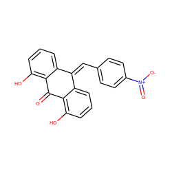 O=C1c2c(O)cccc2C(=Cc2ccc([N+](=O)[O-])cc2)c2cccc(O)c21 ZINC000001541433