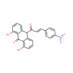 O=C1c2c(O)cccc2C(C(=O)/C=C/c2ccc([N+](=O)[O-])cc2)c2cccc(O)c21 ZINC000013732231