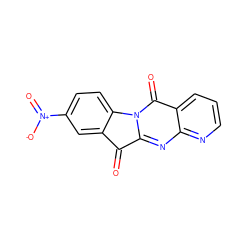 O=C1c2cc([N+](=O)[O-])ccc2-n2c1nc1ncccc1c2=O ZINC000003597727