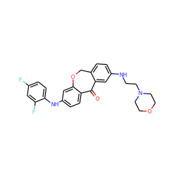 O=C1c2cc(NCCN3CCOCC3)ccc2COc2cc(Nc3ccc(F)cc3F)ccc21 ZINC000103273308