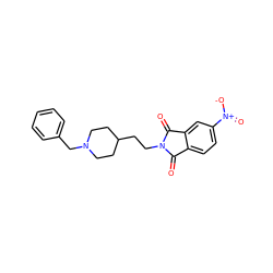 O=C1c2ccc([N+](=O)[O-])cc2C(=O)N1CCC1CCN(Cc2ccccc2)CC1 ZINC000003814217