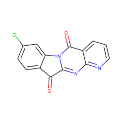 O=C1c2ccc(Cl)cc2-n2c1nc1ncccc1c2=O ZINC000003597723