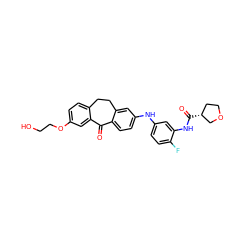 O=C1c2ccc(Nc3ccc(F)c(NC(=O)[C@@H]4CCOC4)c3)cc2CCc2ccc(OCCO)cc21 ZINC000095597692