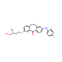 O=C1c2ccc(Nc3ccc(F)cc3F)cc2CCc2ccc(OCC[C@@H](O)CO)cc21 ZINC000095571927