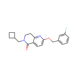 O=C1c2ccc(OCc3cccc(F)c3)nc2CCN1CC1CCC1 ZINC000142332643