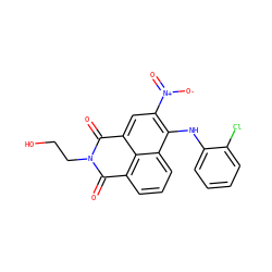 O=C1c2cccc3c(Nc4ccccc4Cl)c([N+](=O)[O-])cc(c23)C(=O)N1CCO ZINC000004845700