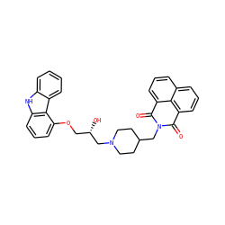 O=C1c2cccc3cccc(c23)C(=O)N1CC1CCN(C[C@@H](O)COc2cccc3[nH]c4ccccc4c23)CC1 ZINC000049775593