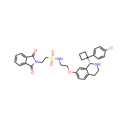 O=C1c2ccccc2C(=O)N1CCS(=O)(=O)NCCOc1ccc2c(c1)[C@H](C1(c3ccc(Cl)cc3)CCC1)NCC2 ZINC000114980012