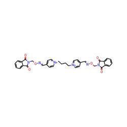 O=C1c2ccccc2C(=O)N1CO/N=C/c1cc[n+](CCCC[n+]2ccc(/C=N/OCN3C(=O)c4ccccc4C3=O)cc2)cc1 ZINC000027995015