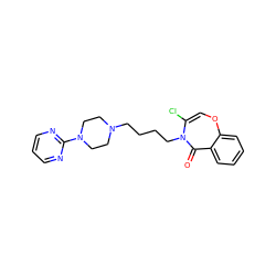 O=C1c2ccccc2OC=C(Cl)N1CCCCN1CCN(c2ncccn2)CC1 ZINC000027648485