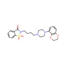 O=C1c2ccccc2S(=O)(=O)N1CCCCN1CCN(c2cccc3c2OCCO3)CC1 ZINC000026488675