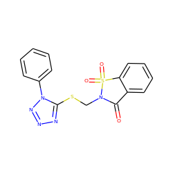 O=C1c2ccccc2S(=O)(=O)N1CSc1nnnn1-c1ccccc1 ZINC000013740532