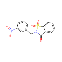 O=C1c2ccccc2S(=O)(=O)N1Cc1cccc([N+](=O)[O-])c1 ZINC000022101473