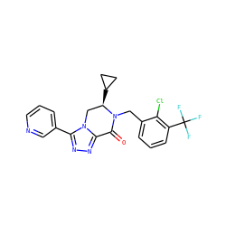 O=C1c2nnc(-c3cccnc3)n2C[C@@H](C2CC2)N1Cc1cccc(C(F)(F)F)c1Cl ZINC000219212117