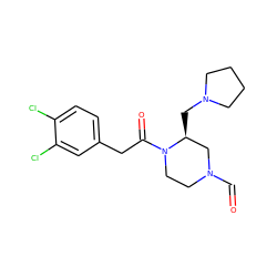 O=CN1CCN(C(=O)Cc2ccc(Cl)c(Cl)c2)[C@@H](CN2CCCC2)C1 ZINC000013832107